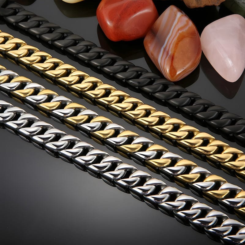 Wide Chain Stainless Steel Double Link Bracelet Link Chain Unique Leather Bracelets   