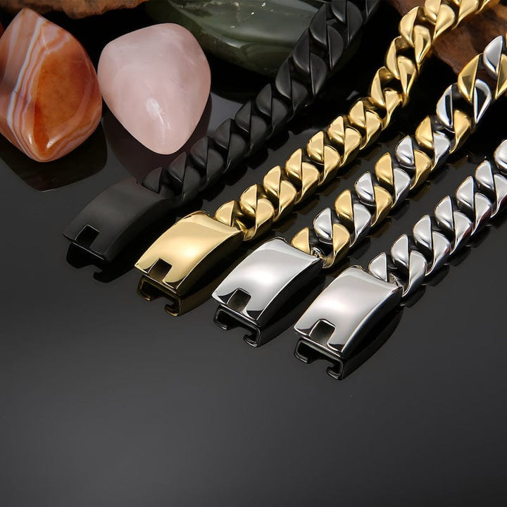 Wide Chain Stainless Steel Double Link Bracelet Link Chain Unique Leather Bracelets   
