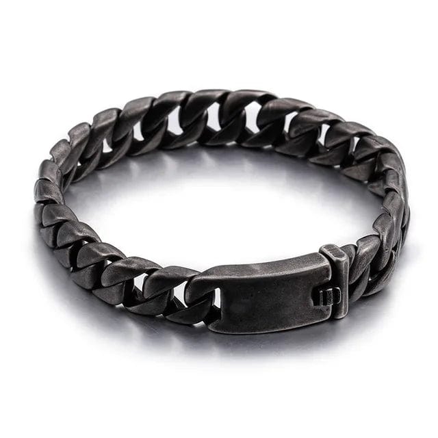 Wide Chain Stainless Steel Double Link Bracelet Link Chain Unique Leather Bracelets 20cm Vintage 