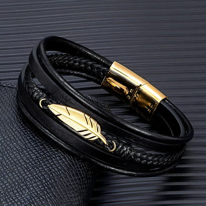 Feather Braided Wrap Leather Bracelet bracelet by Unique Leather Bracelets