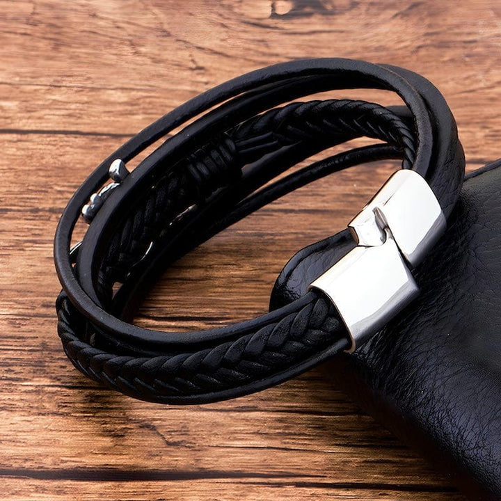 Pirate Braided Black Wrap Bracelet Wrap Unique Leather Bracelets   