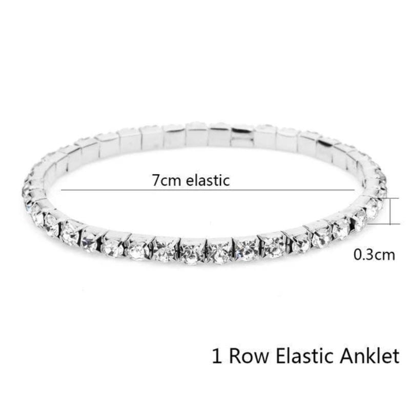 Studded Rhinestone Anklet For Women Anklets Unique Leather Bracelets 1 Row Anklet Silver 