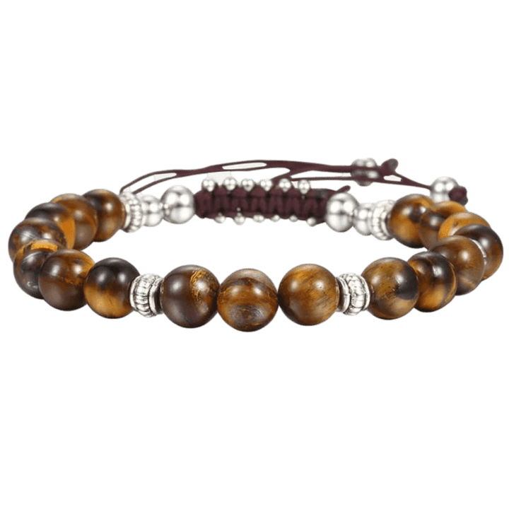 Classic Stone Beaded Bracelets Beaded Unique Leather Bracelets Brown  