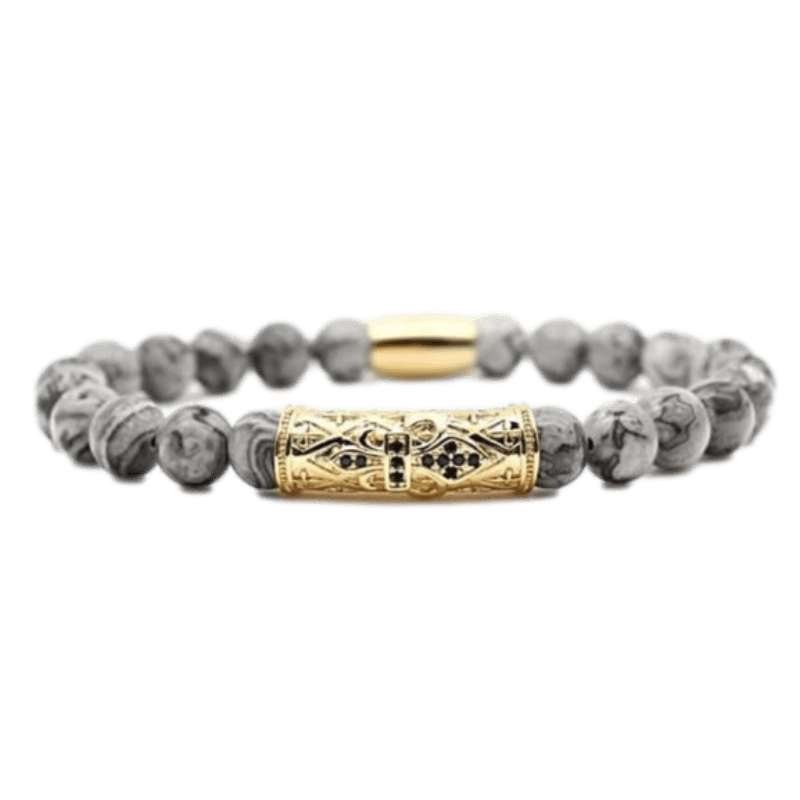 Macrame Pewter Onyx Beaded Bracelets Beaded Unique Leather Bracelets Gold/Gray Small 
