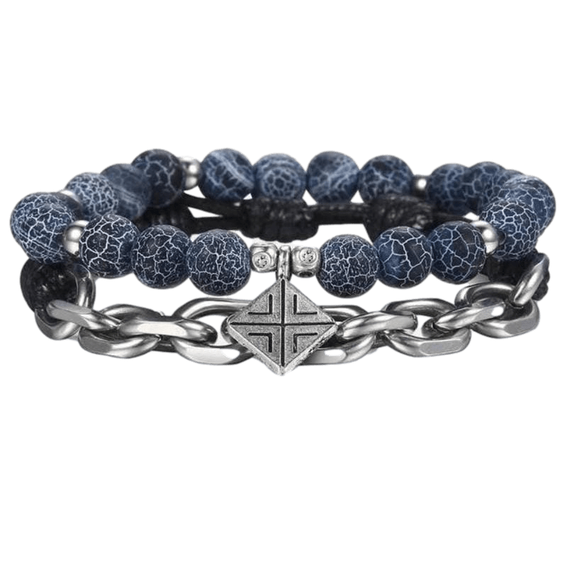 Cracked Globe Tribal Stainless Steel Beaded Bracelets bracelet by Unique Leather Bracelets