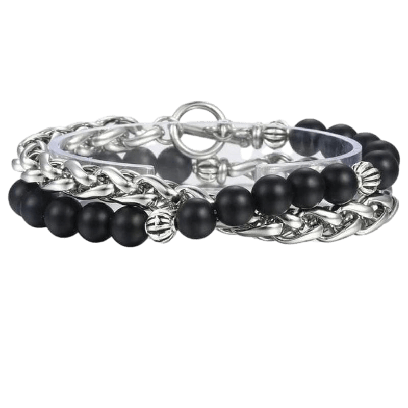 Cuban Link Stainless Steel Beaded Bracelets bracelet by Unique Leather Bracelets