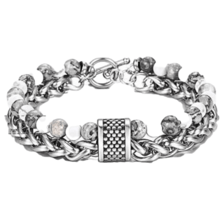 Cuban Link Stainless Steel Beaded Bracelets bracelet by Unique Leather Bracelets