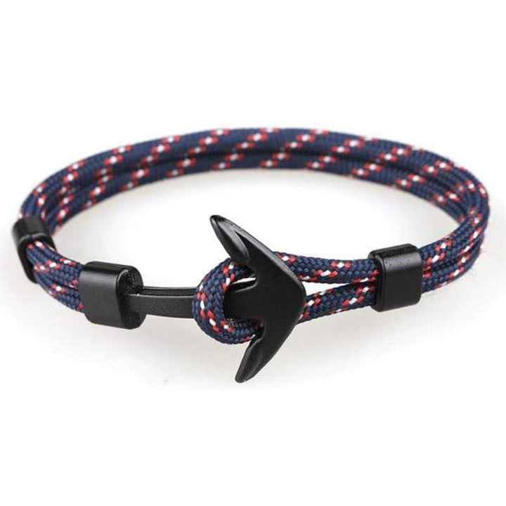 Anchor Wrap Paracord Bracelet Rope Unique Leather Bracelets Blue/White/Red 21cm 
