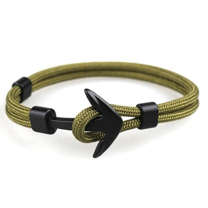Anchor Wrap Paracord Bracelet Rope Unique Leather Bracelets Green 21cm 