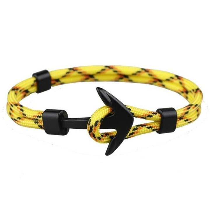 Anchor Wrap Paracord Bracelet Rope Unique Leather Bracelets Yellow/Black 21cm 