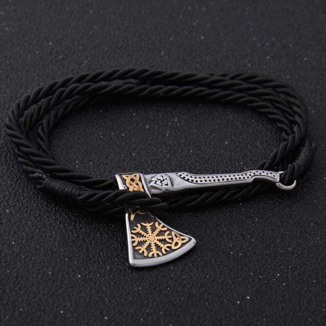 Valknut Axe Amulet Charm Leather Bracelet Leather Unique Leather Bracelets Silver/Style9  
