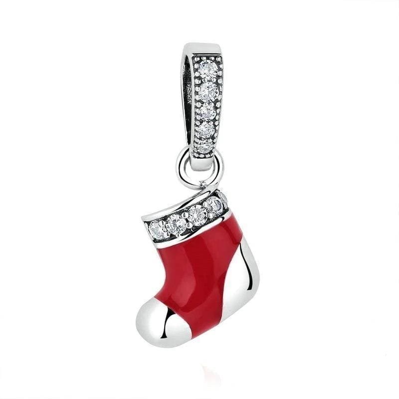 Christmas Stocking Charm Charms Unique Leather Bracelets Silver  