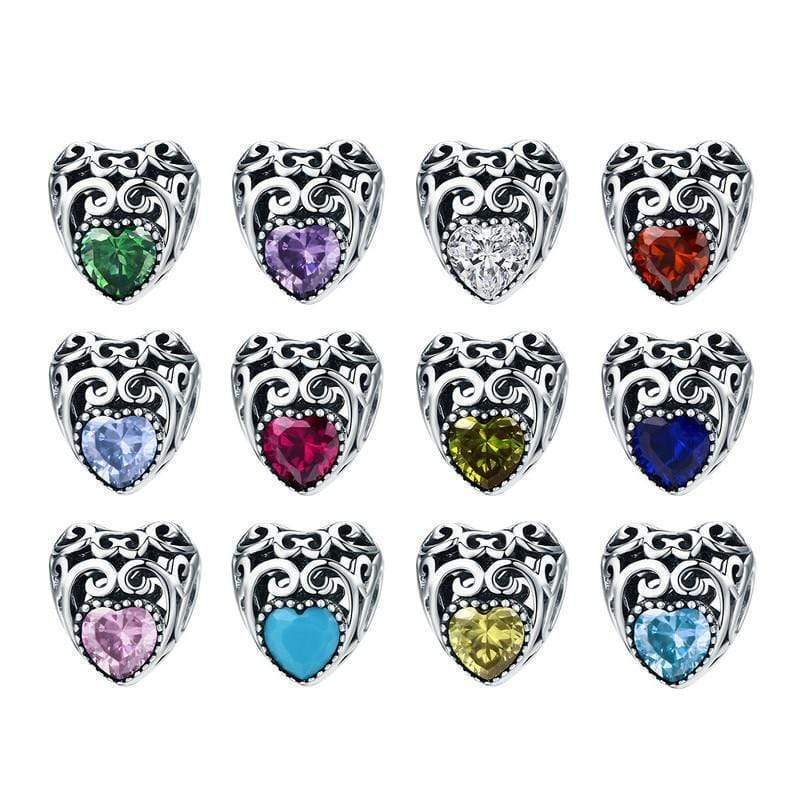 Colorful Sparkling Birthstone Charms Charms Unique Leather Bracelets   