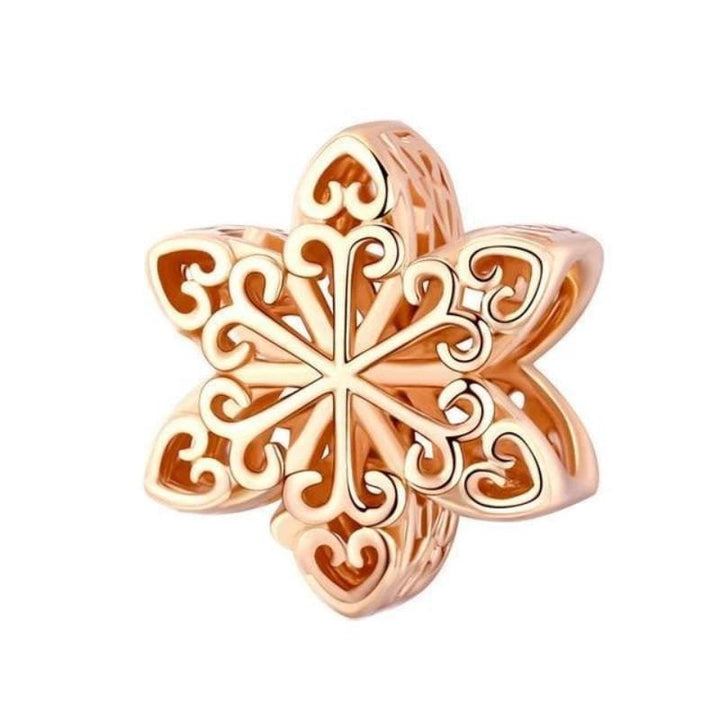 Winter Snowflake Charm Charms Unique Leather Bracelets Rose Gold Plated  