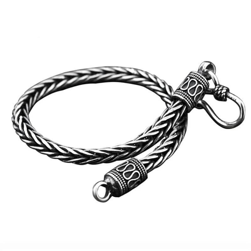 Tribal Link Chain Link Chain Unique Leather Bracelets 18cm Silver 