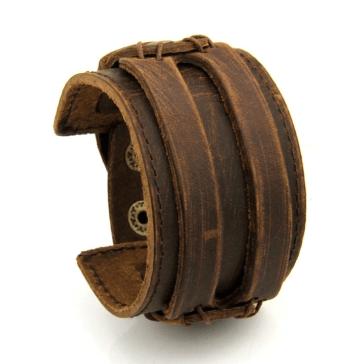 Double Strap Leather Bracelets Leather Unique Leather Bracelets Brown  