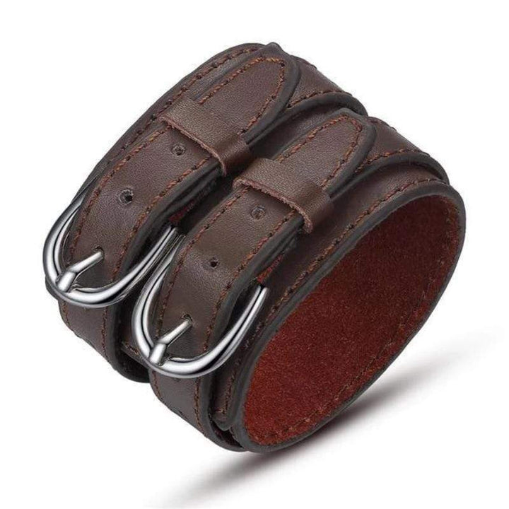 Vintage Wide Leather Bracelet Leather Unique Leather Bracelets Brown/2 Adjustable 