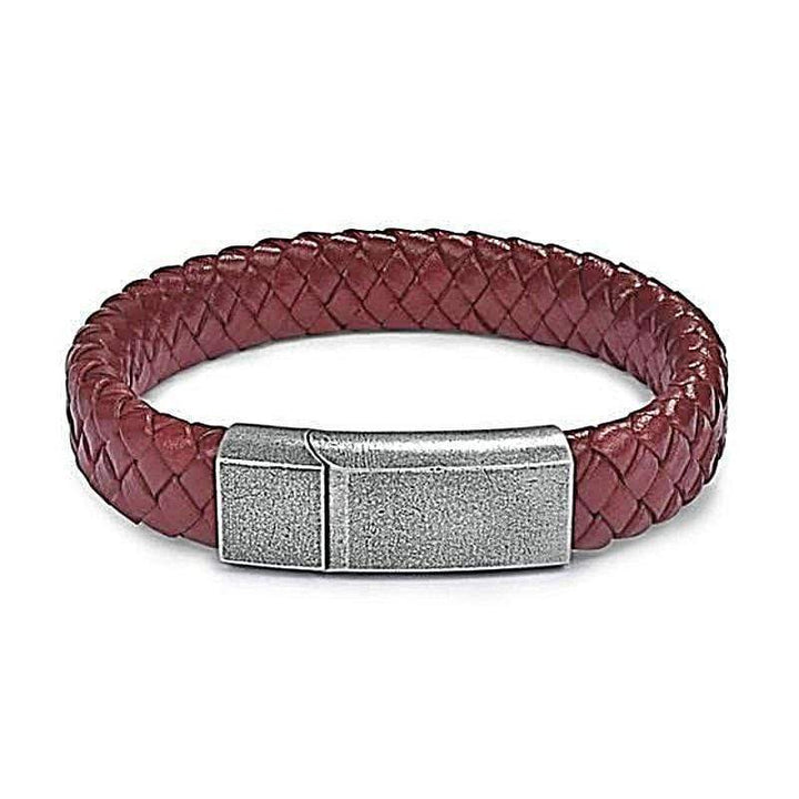 Phoenix Red Leather Magnetic Bracelet Leather Unique Leather Bracelets Antic Silver 1 Small 