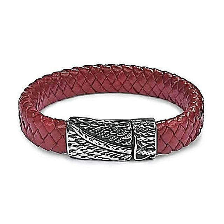 Phoenix Red Leather Magnetic Bracelet Leather Unique Leather Bracelets Antic Silver 2 Small 