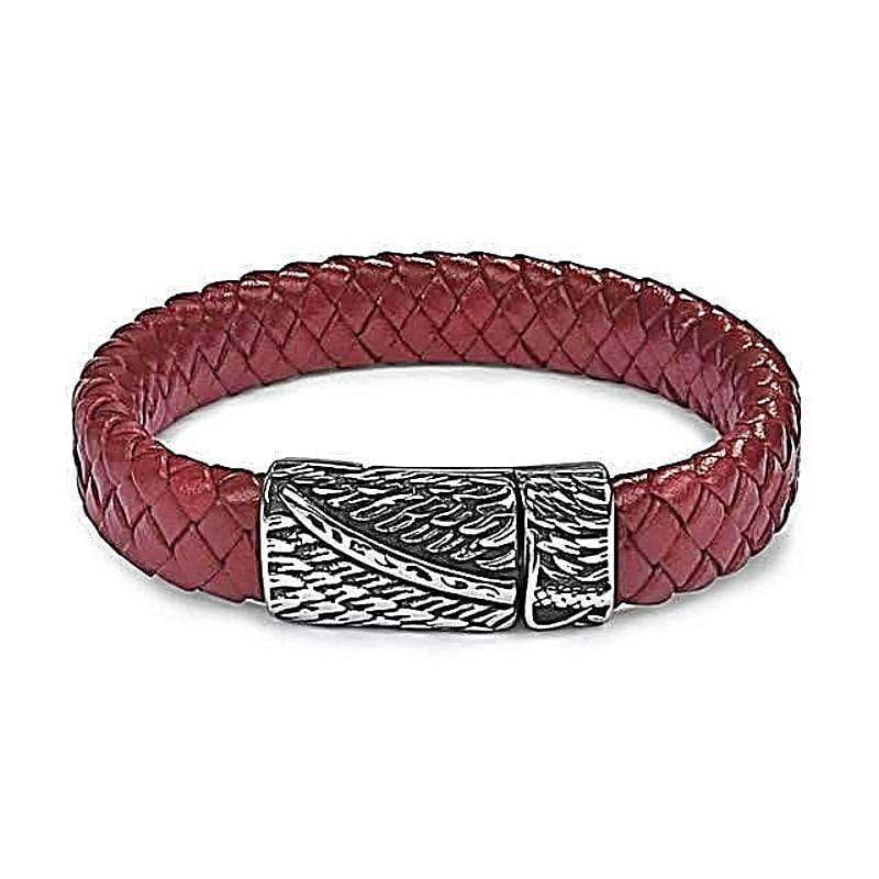 Phoenix Red Leather Magnetic Bracelet Leather Unique Leather Bracelets Antic Silver 2 Small 