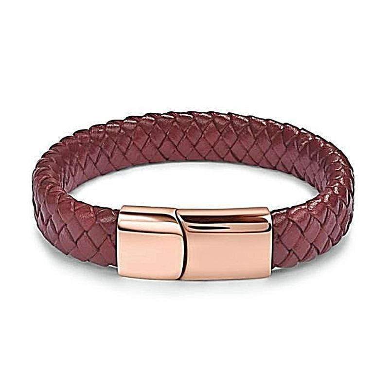 Phoenix Red Leather Magnetic Bracelet Leather Unique Leather Bracelets Rose Gold Small 
