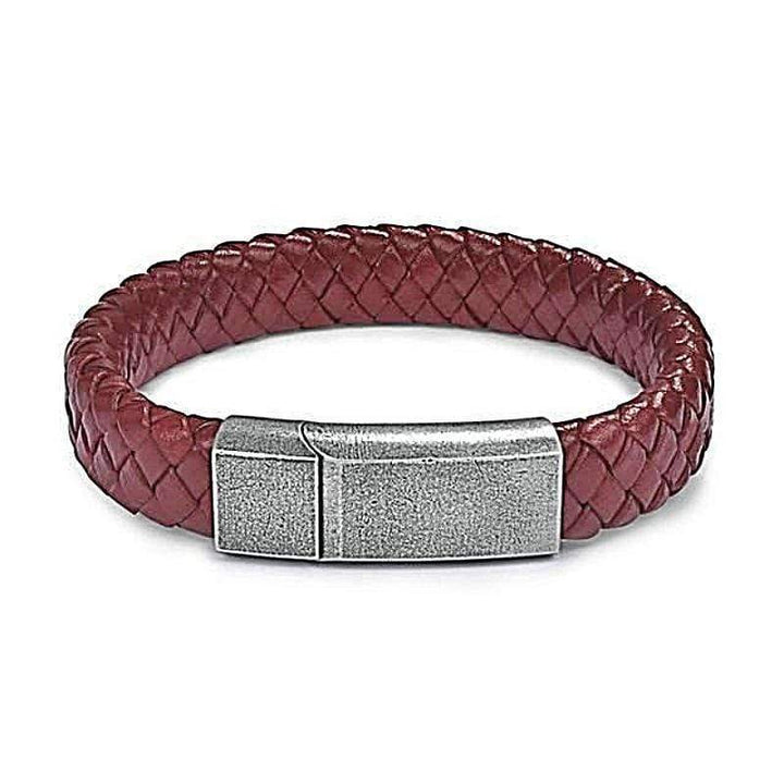 Leather Phoenix Red Leather Magnetic Bracelet