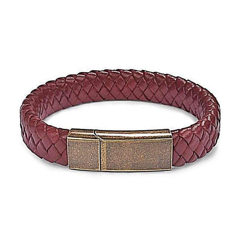 Leather Phoenix Red Leather Magnetic Bracelet