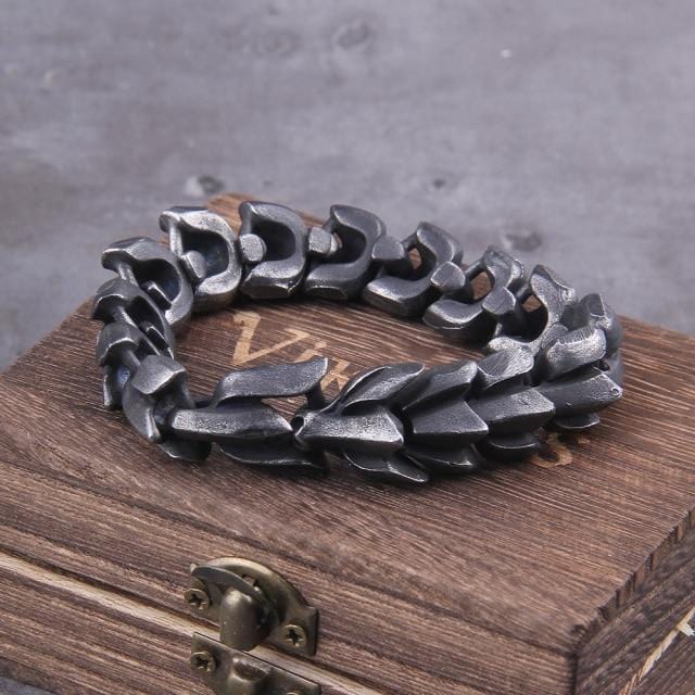 Mens Link Silver Chain Link Chain Unique Leather Bracelets Black NC 19cm