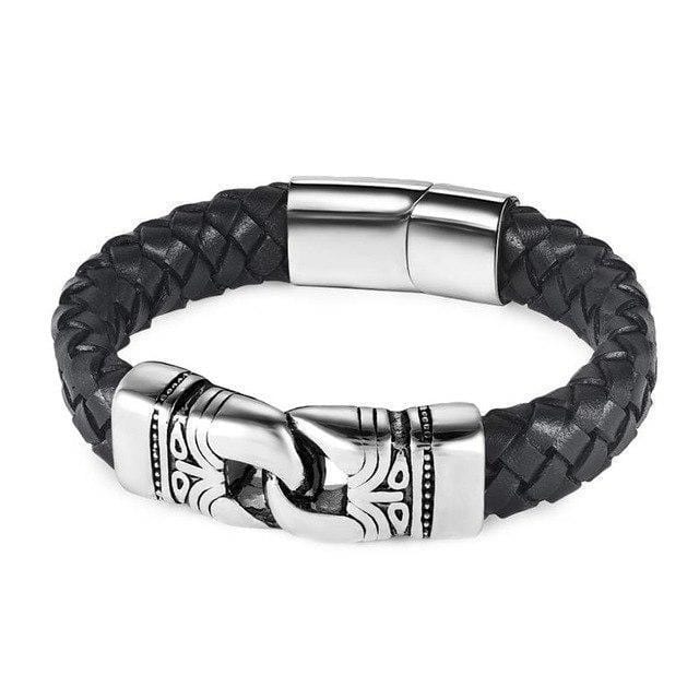 Aart Woven Leather Magnetic Bracelets Leather Unique Leather Bracelets Silver Small 
