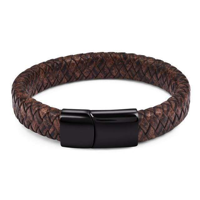 Rustic Magnetic Leather Bracelets Leather Unique Leather Bracelets Brown/Black 18.5cm 