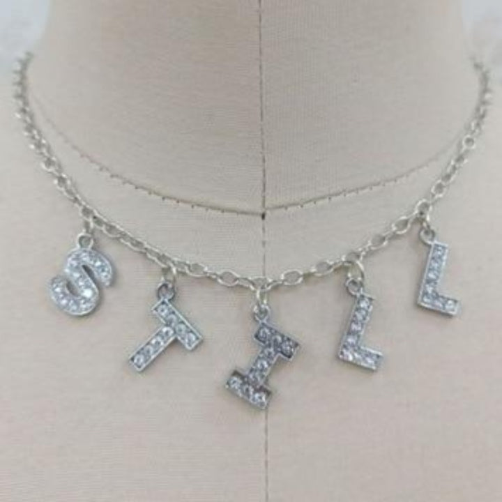 Diamond Necklace Choker Necklaces Unique Leather Bracelets 37cm with extend 6cm STILL Silver