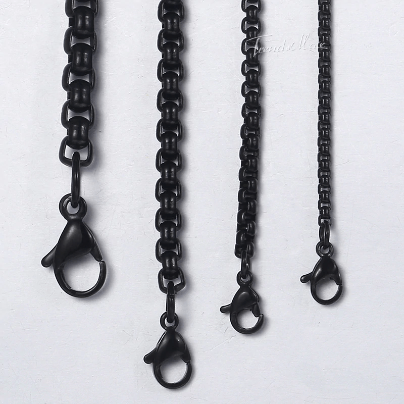 Black Stainless Steel Necklaces Necklaces Unique Leather Bracelets   