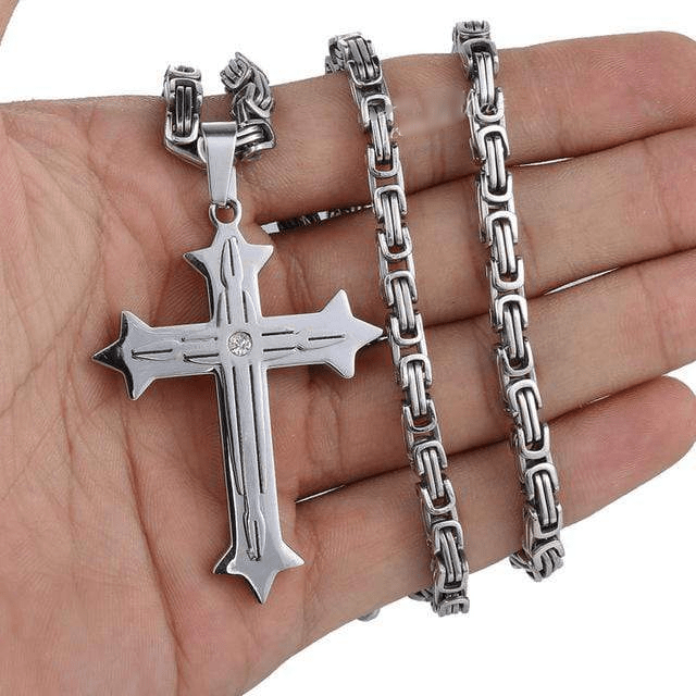 Byzantine Cross Necklaces Necklaces Unique Leather Bracelets 18inch Grey 