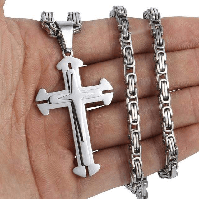 Byzantine Cross Necklaces Necklaces Unique Leather Bracelets 18inch Silver 
