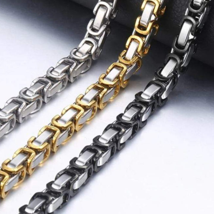 Stainless Steel Box Link Chain Necklaces Necklaces Unique Leather Bracelets 18 inch 5mm Black/Silver 5mm 18in