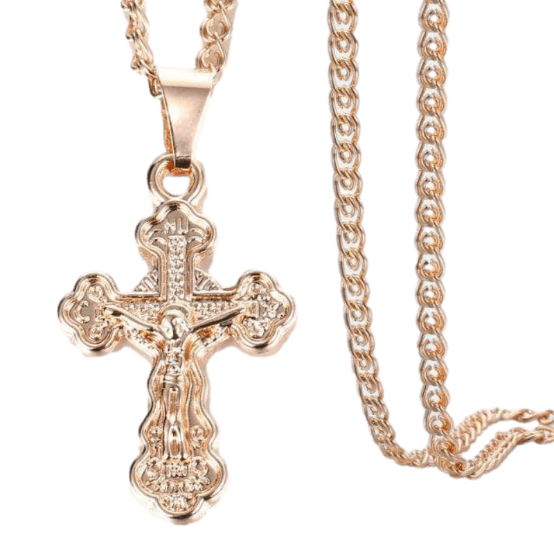 Rose Gold Encrusted Cross Pendant Necklace Necklaces Unique Leather Bracelets 20in Rose Gold/6 