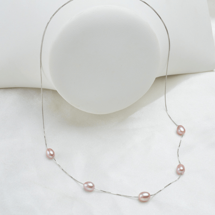Womens Natural Freshwater Multi Pearl Necklace Necklaces Unique Leather Bracelets 40cm Pink 