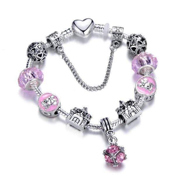 Childrens Charm Bracelet Charm Unique Leather Bracelets Antique Purple 18cm 