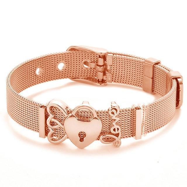 Reflex Bracelet Charm Unique Leather Bracelets Rose Gold/6 Adjustable 