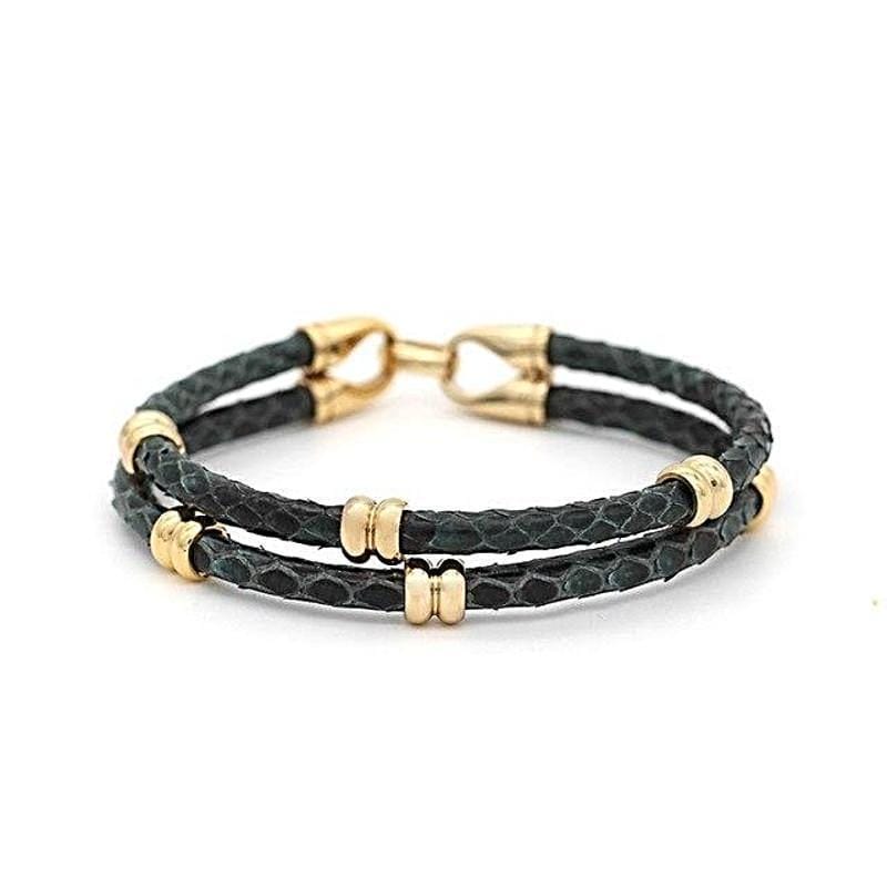Classic Double Band Luxury Leather Leather Unique Leather Bracelets Grass Green 16cm 