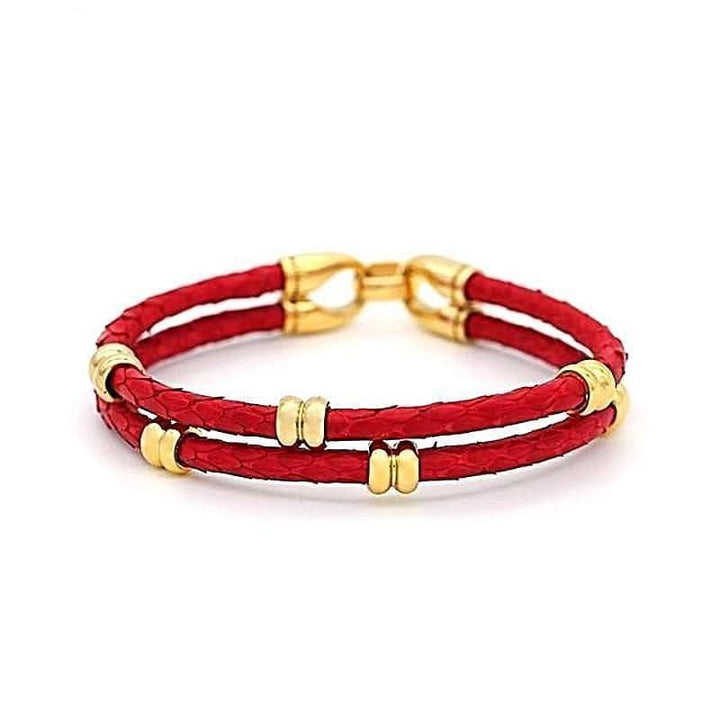 Classic Double Band Luxury Leather Leather Unique Leather Bracelets Red 16cm 