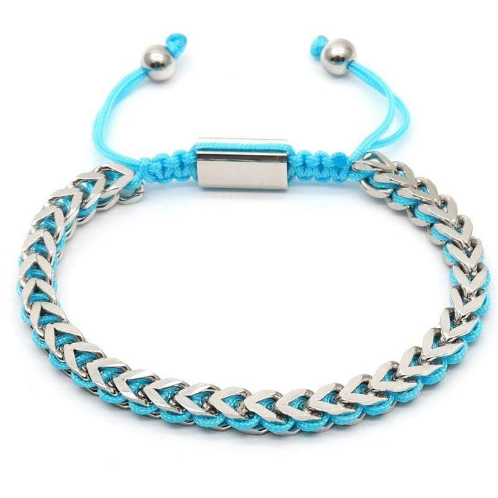 The Camille Hand Woven Womens Bracelets Beaded Unique Leather Bracelets 18cm Silver/Teal 